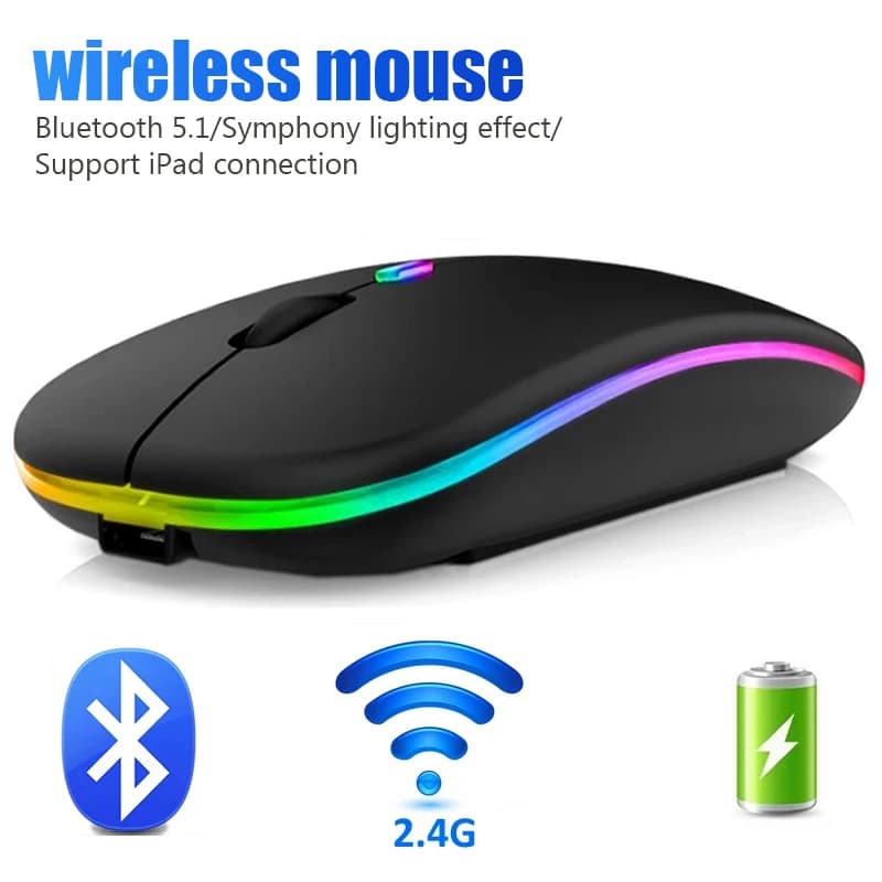 עכבר אלחוטי נטען Bluetooth ו-2.4G ל-Laptop