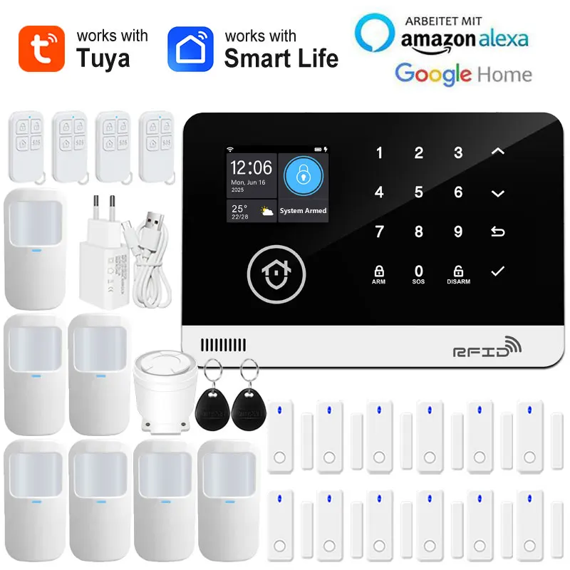 מערכת אזעקה חכמה Tuya לבית עם GSM ו-WiFi