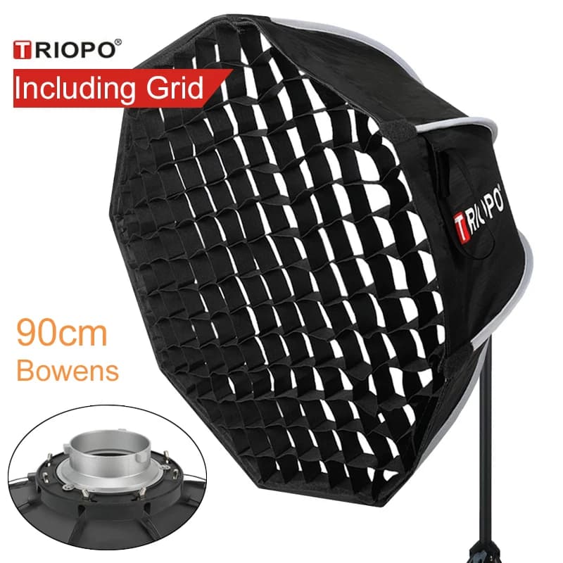 Triopo K90 סופטבוקס אוקטגונלי 90 ס״מ עם גריד לבאוונס