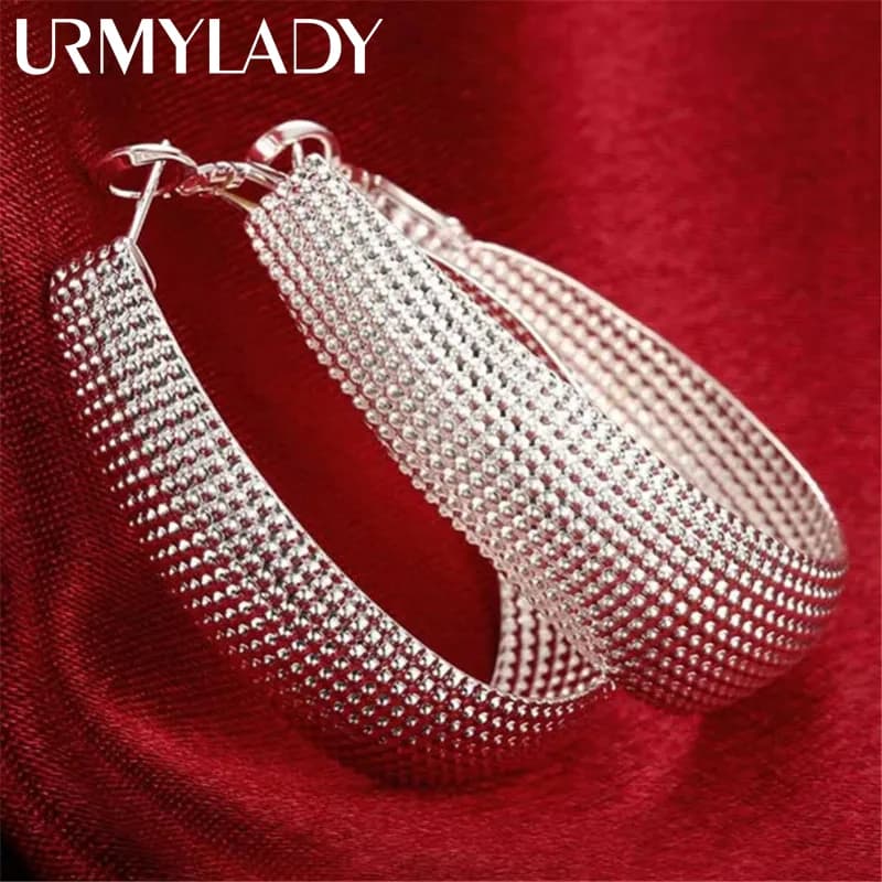 URMYLADY עגילי חישוק מכסף 925 לנשים