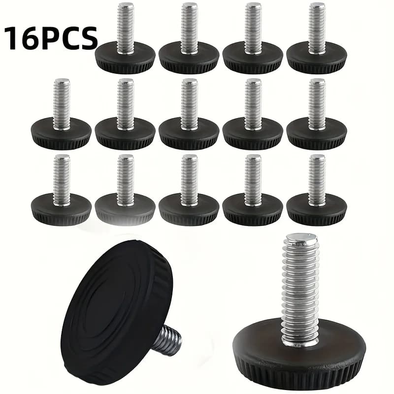 16 יח׳ רגליות הברגה מתכווננות לרהיטים M8