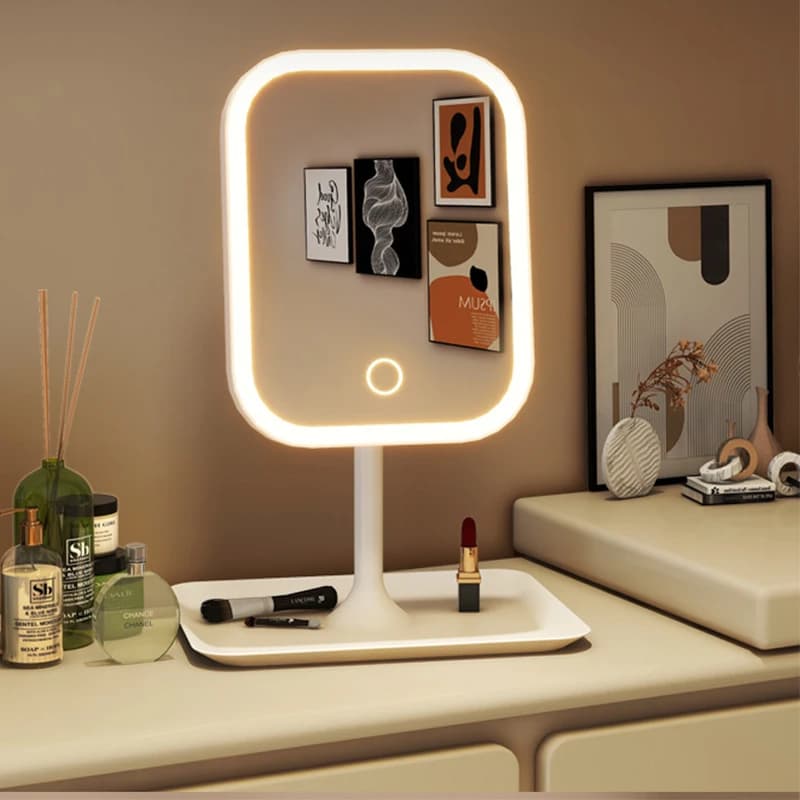 מראת איפור שולחנית LED עם 3 גווני תאורה
