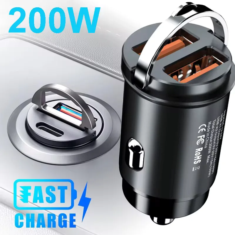 מטען רכב מיני QC3.0 + PD עם 2 יציאות