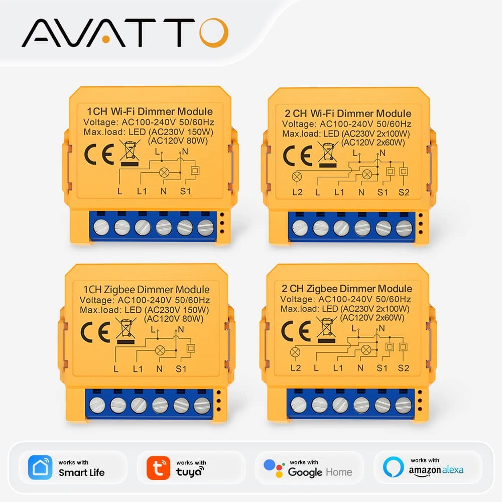 AVATTO מודול דימר חכם WiFi/ZigBee ל-1/2 קווים