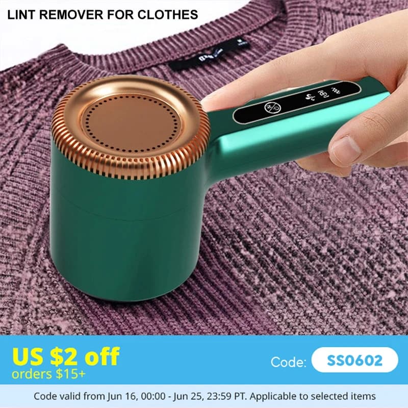 מסיר סיבים חשמלי נטען לבגדים USB