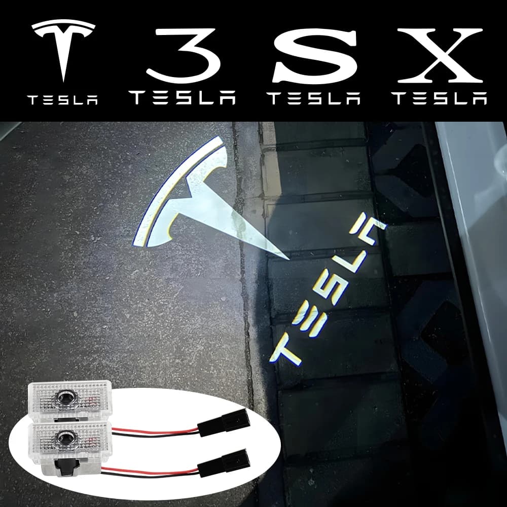 TESLA לוגו מקרין לדלת לרכבי Model 3/Y/X/S