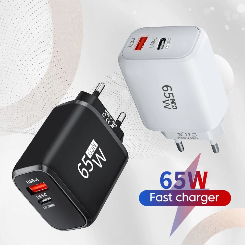 מטען קיר PD 65W עם USB-A ו-USB-C