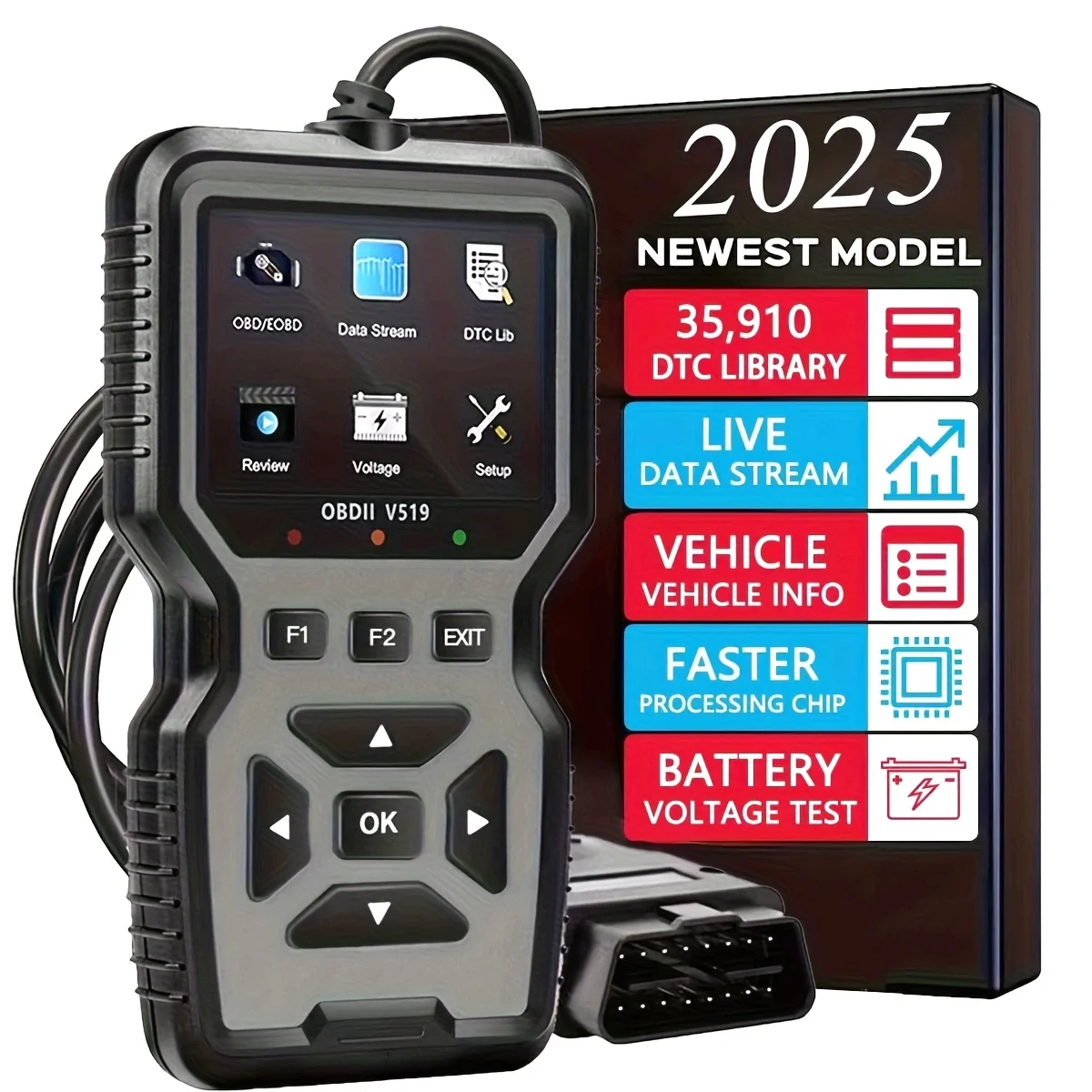 סורק OBD2 לרכב כבד עם מחיקת תקלות ו-Live Data
