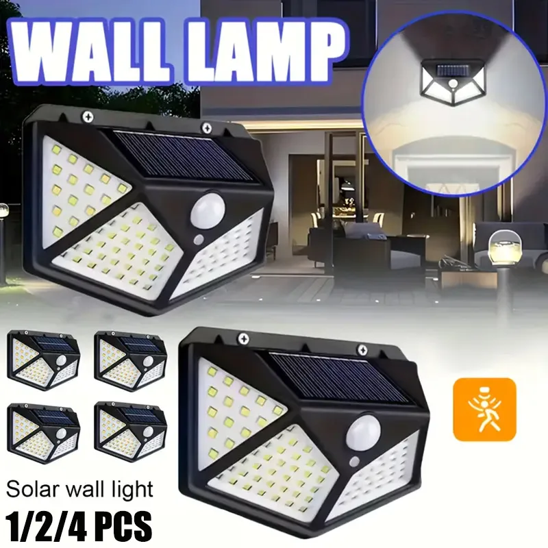 ESMARTER מנורת קיר סולארית חיצונית 100 LED