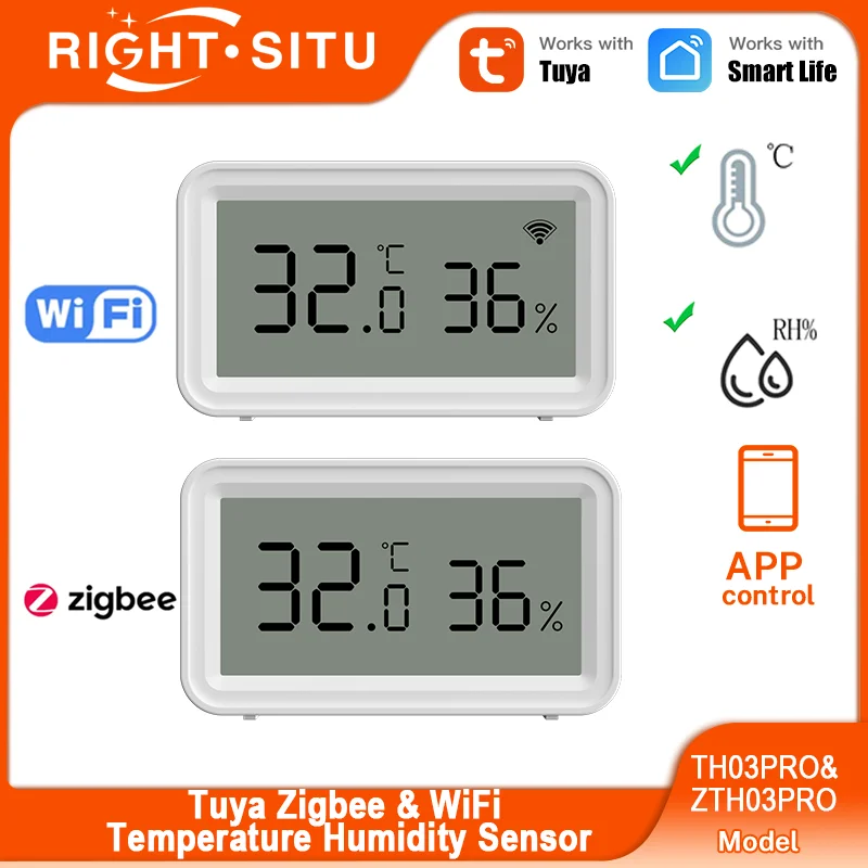 Tuya חיישן טמפרטורה ולחות Zigbee/WiFi