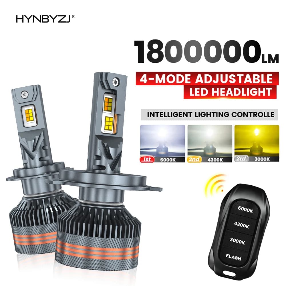 HYNBYZJ נורות LED לפנסי רכב עם שלט ו-3 צבעים