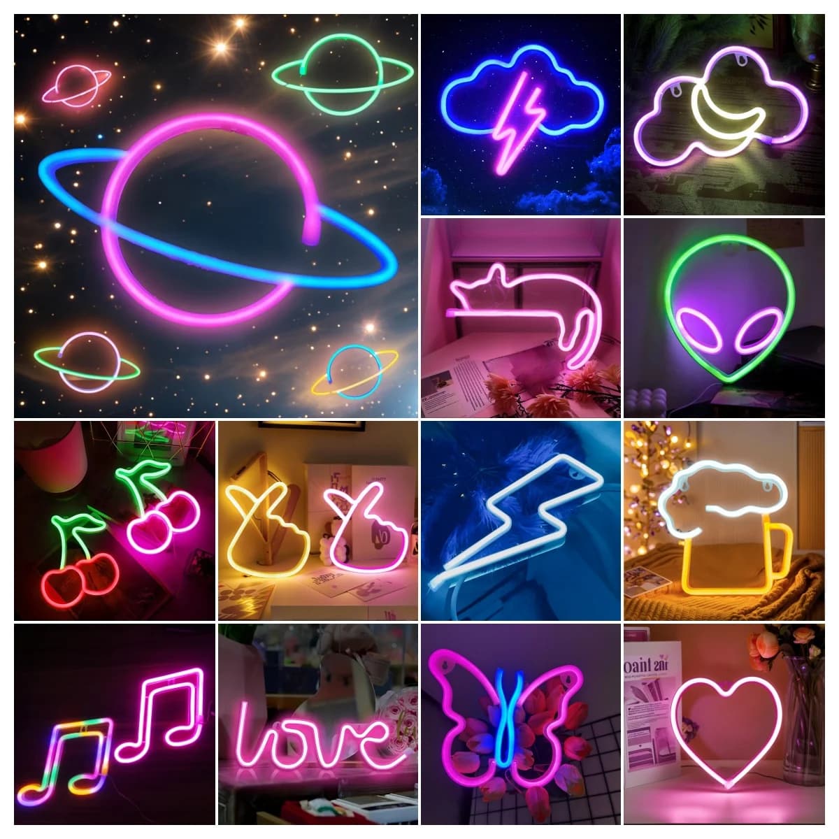 שלט ניאון LED USB/סוללה לעיצוב חדר
