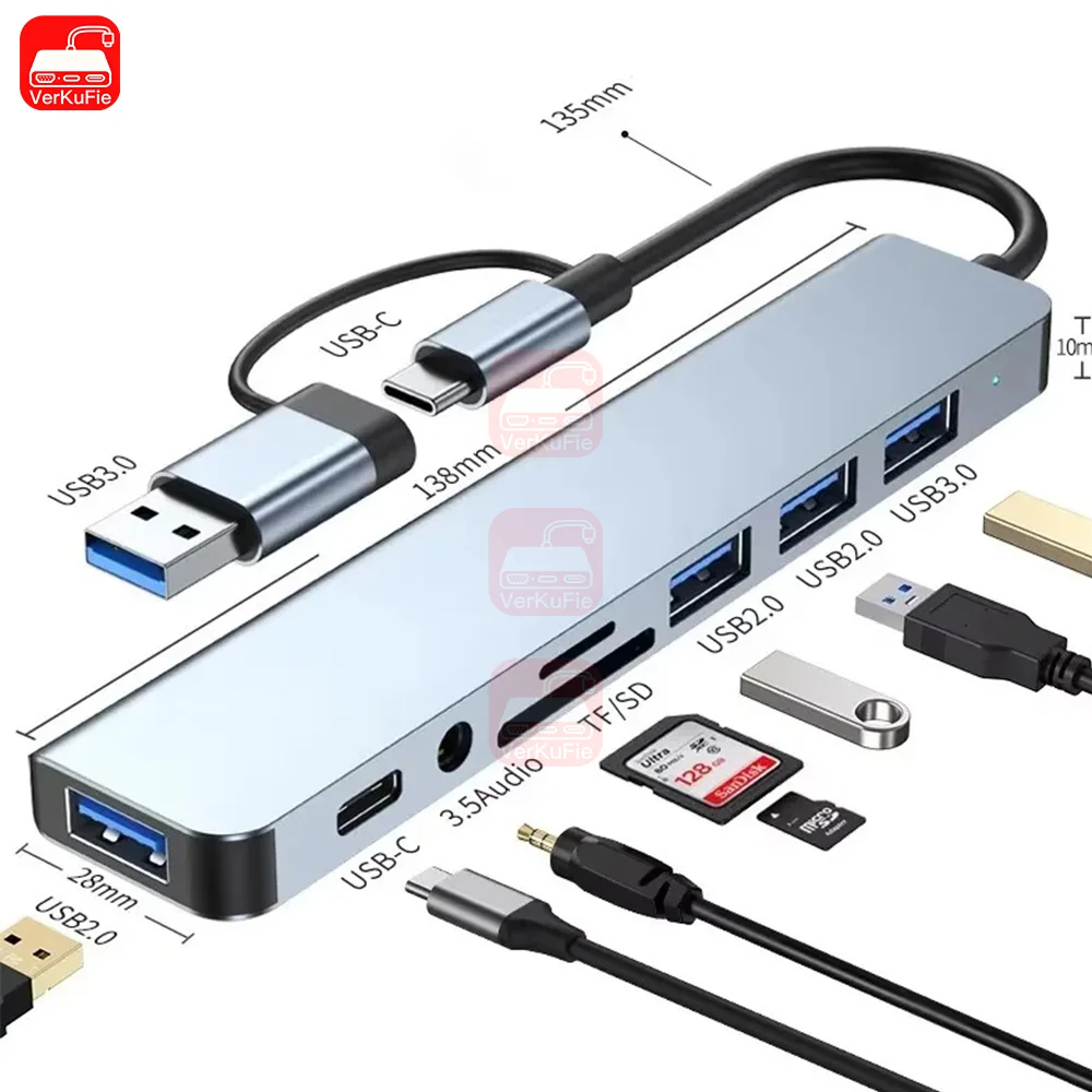 KOJESHUN USB-C Hub 8 ב-1 למקבוק