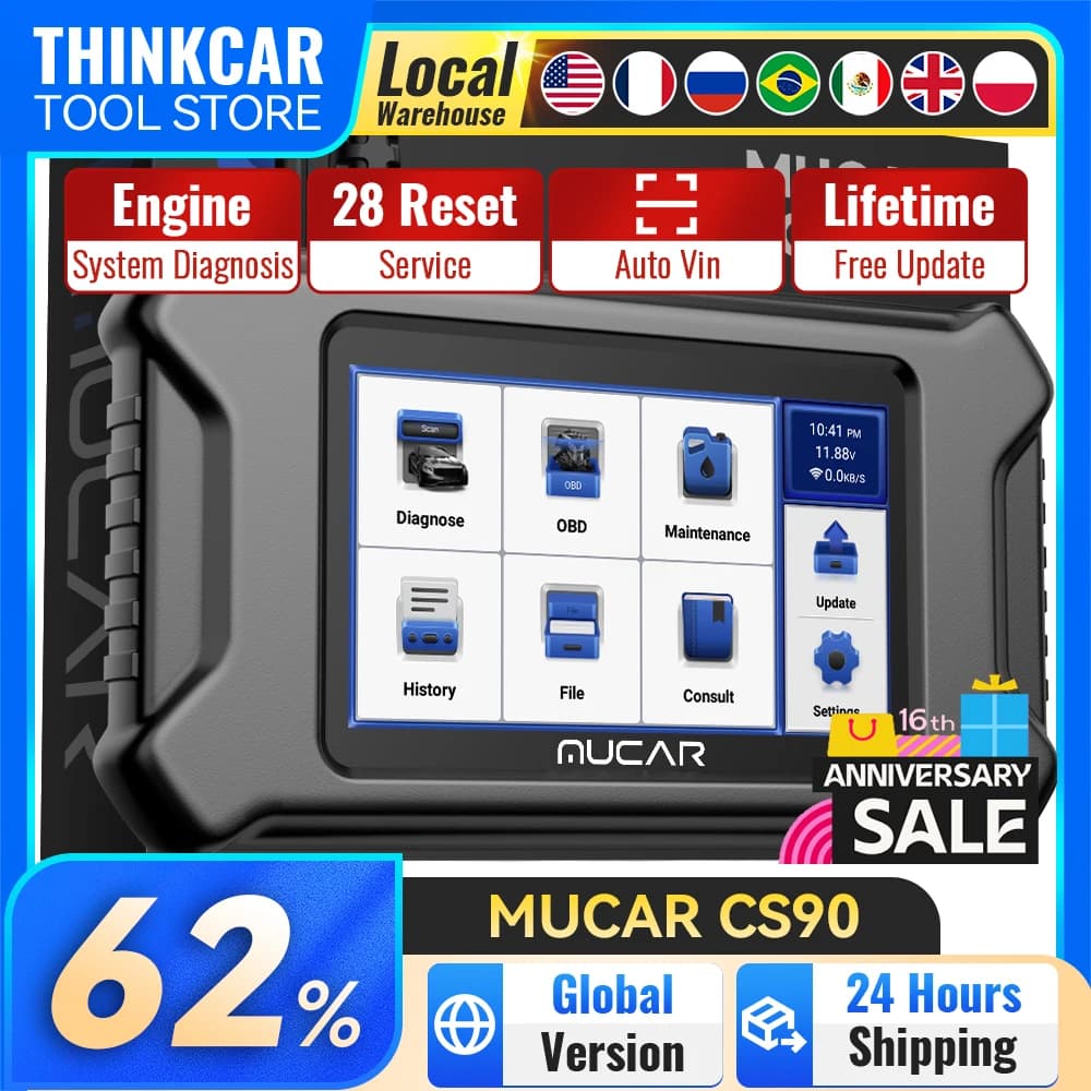MUCAR CS90 סורק OBD2 לרכב עם 28 איפוסים